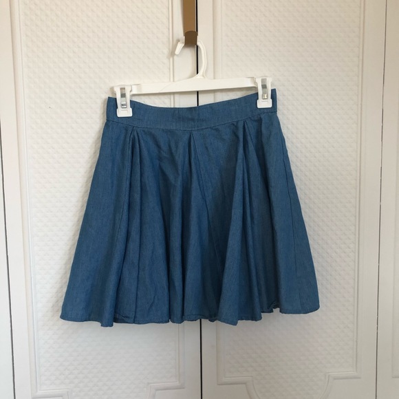 UO Blue Denim Skater Skirt - Picture 1 of 2